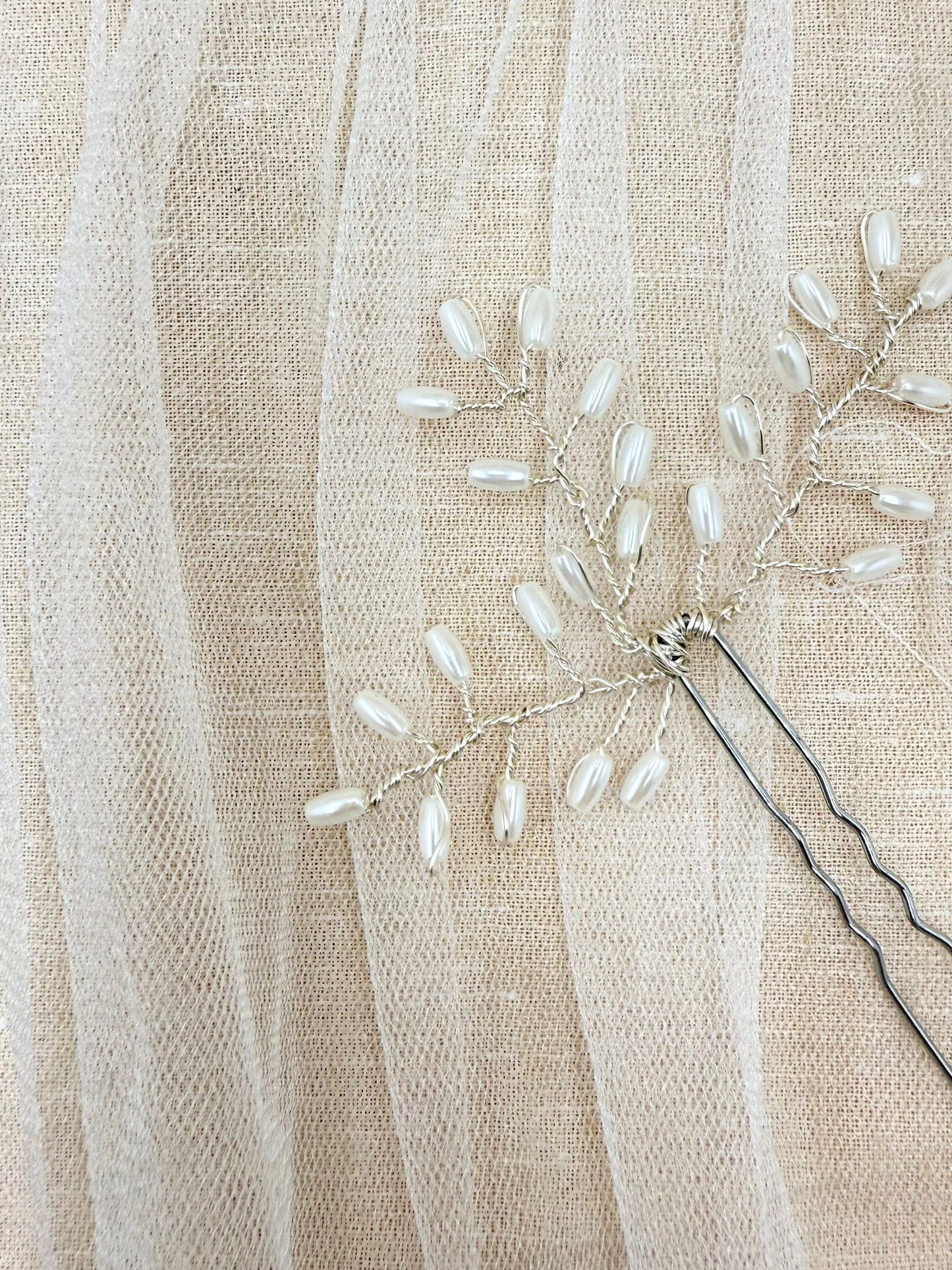 Hair Pin Perla Arroz