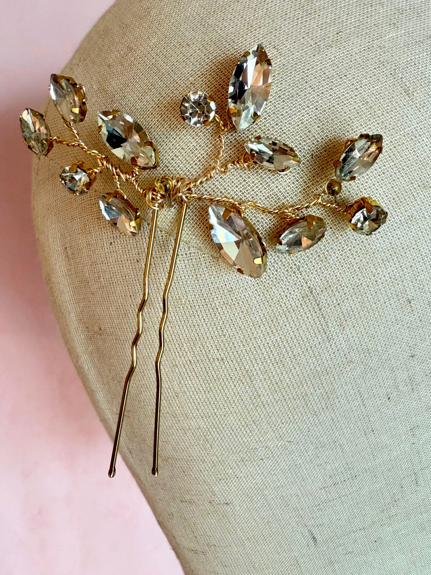 Hair pin Cristales Dorado Mediano