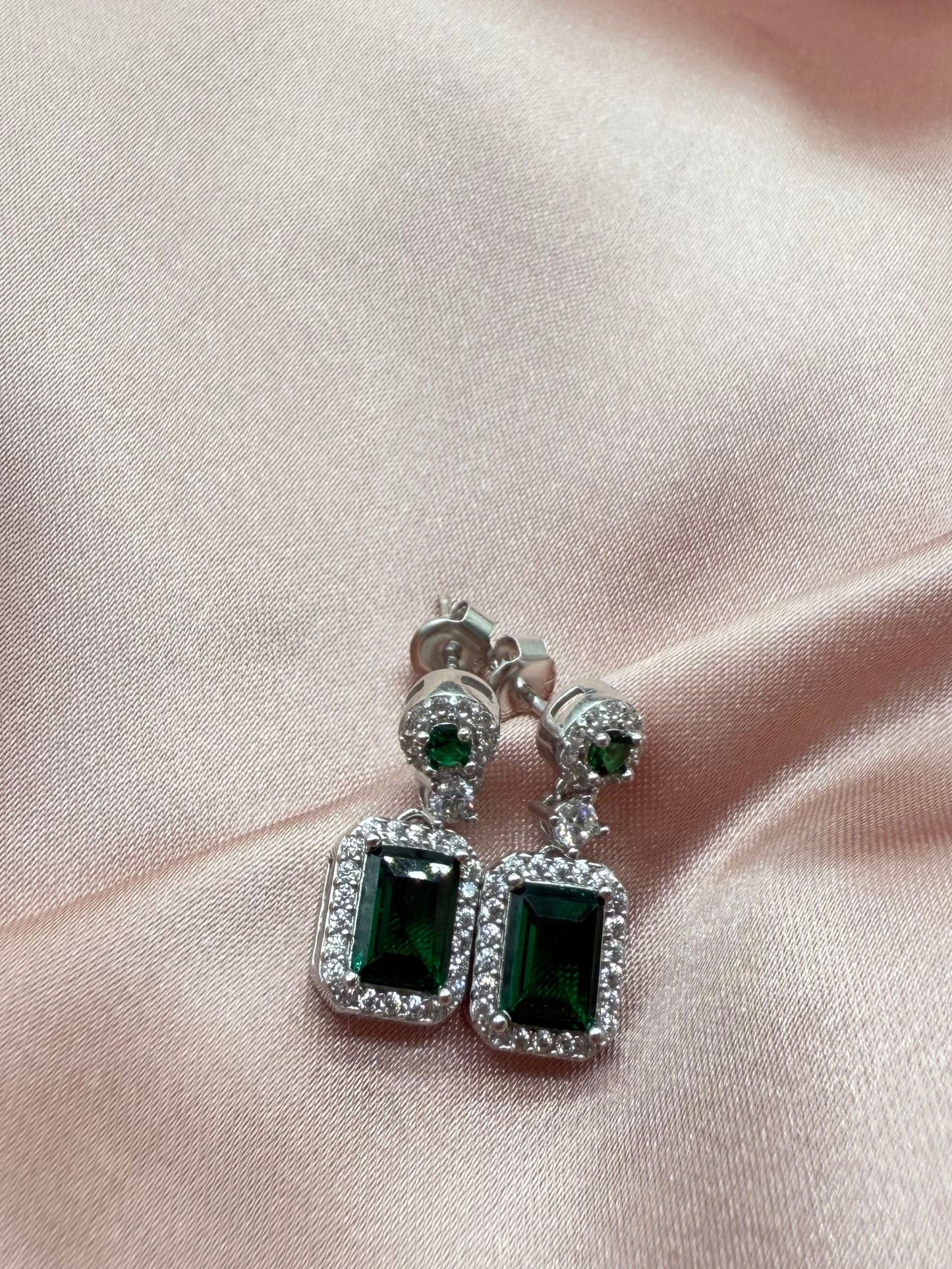 Aretes Esmeralda Rectángular