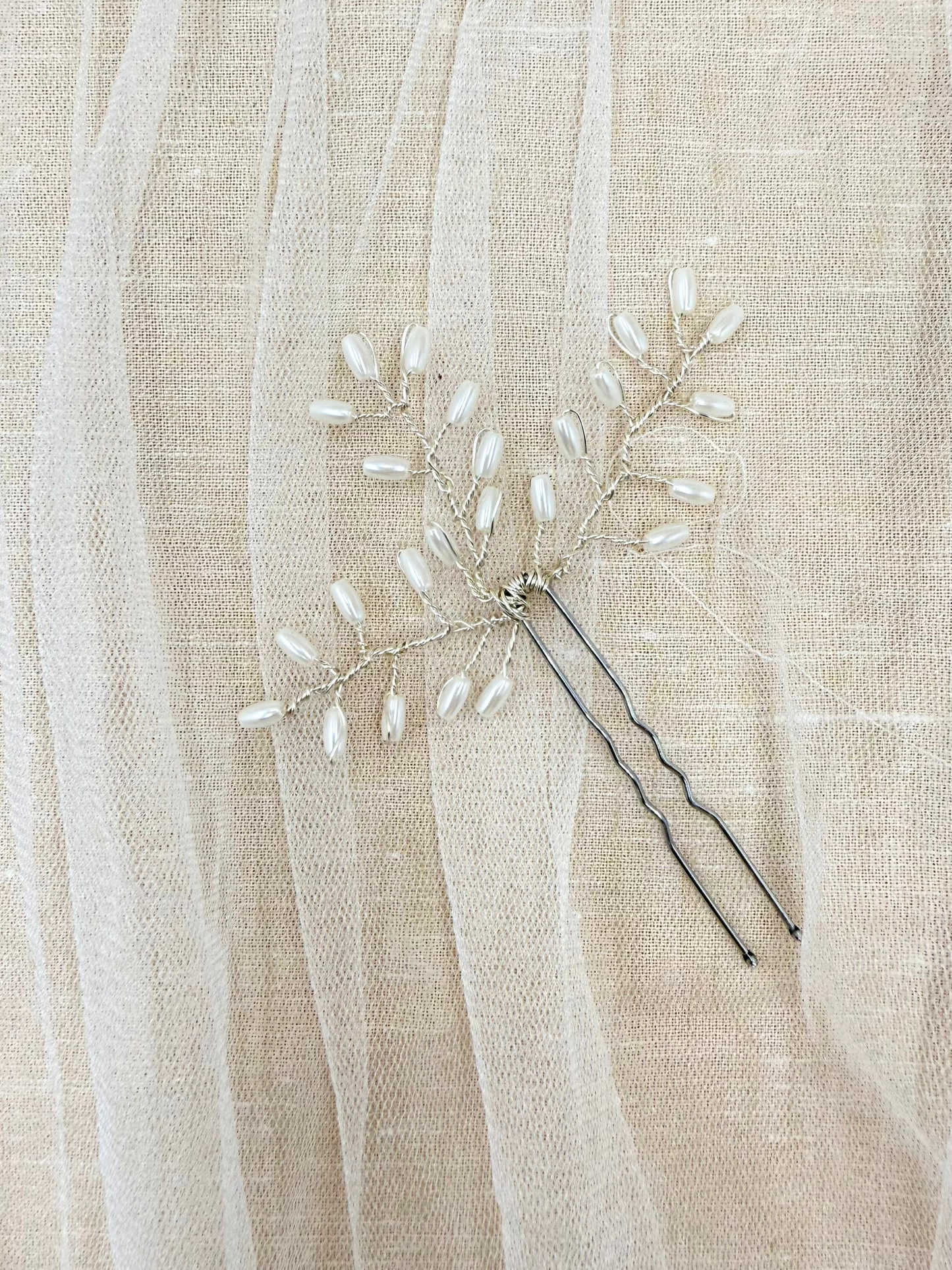 Hair Pin Perla Arroz