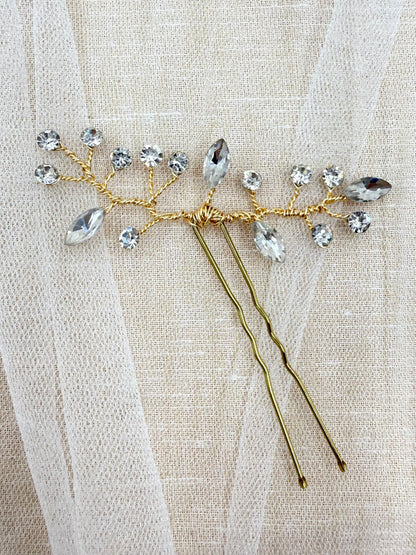 Hair Pin Cristales Dorado