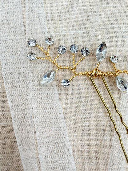 Hair Pin Cristales Dorado