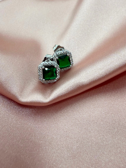 Aretes Esmeralda Cuadrada
