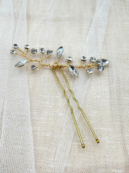 Hair Pin Cristales Dorado
