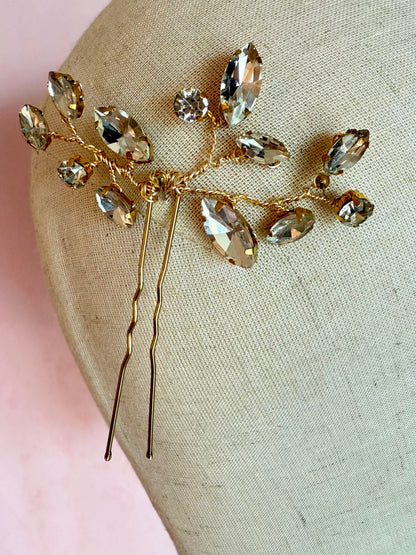 Hair pin Cristales Dorado Mediano