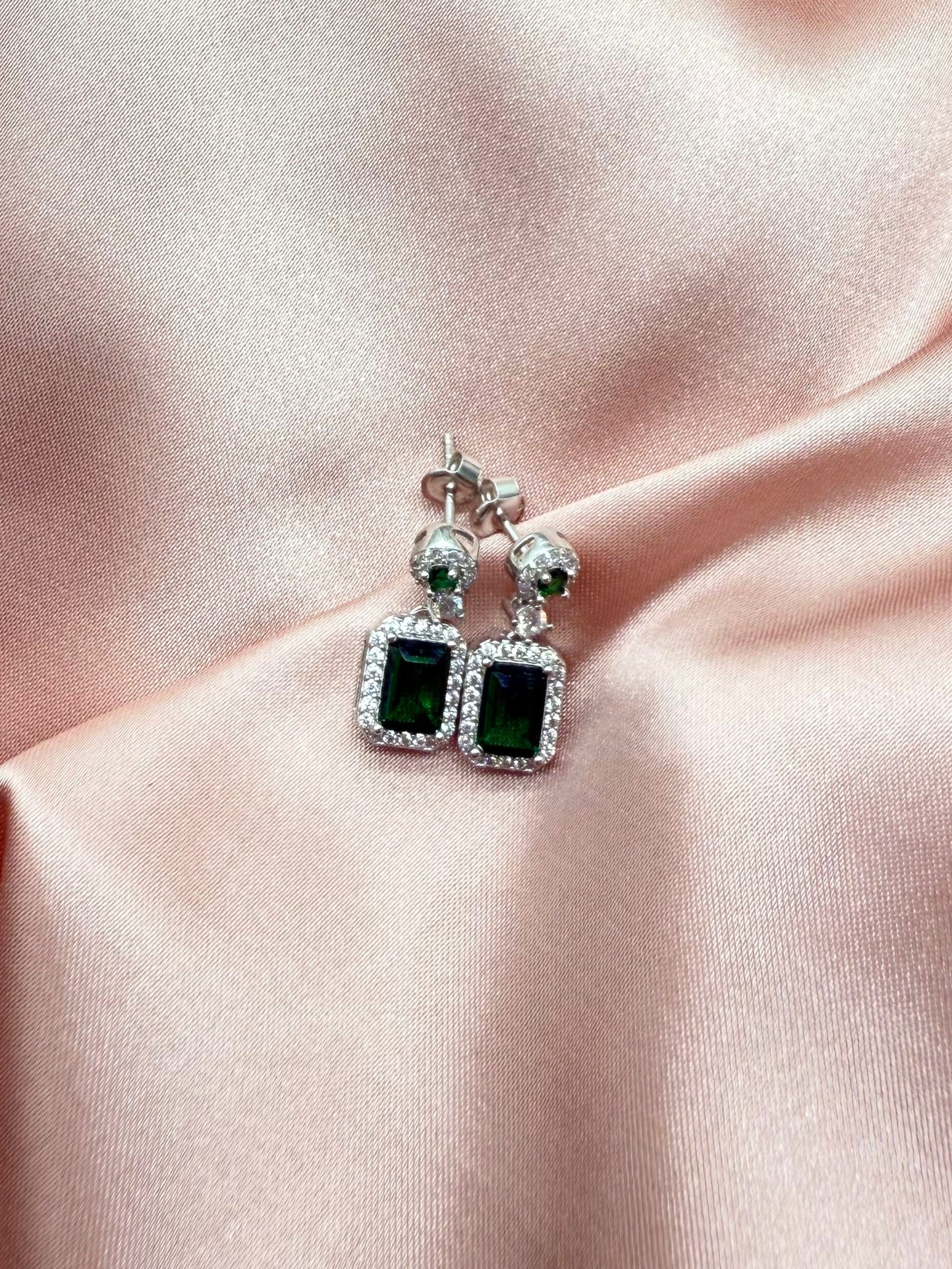 Aretes Esmeralda Rectángular