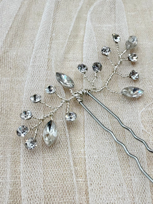 Hair Pin Cristales Plata